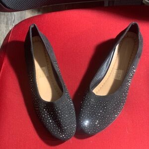 love, Fire Black Crystal-Embellished Women's Ballet Flats